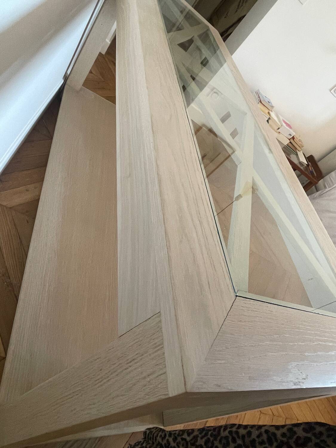 Light oak and glass console