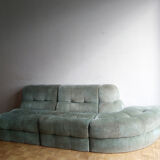 Almond green velvet modular sofa 1970