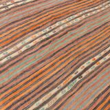 6x7 Pale Red Striped Vintage Kilim Rug, 201x227Cm