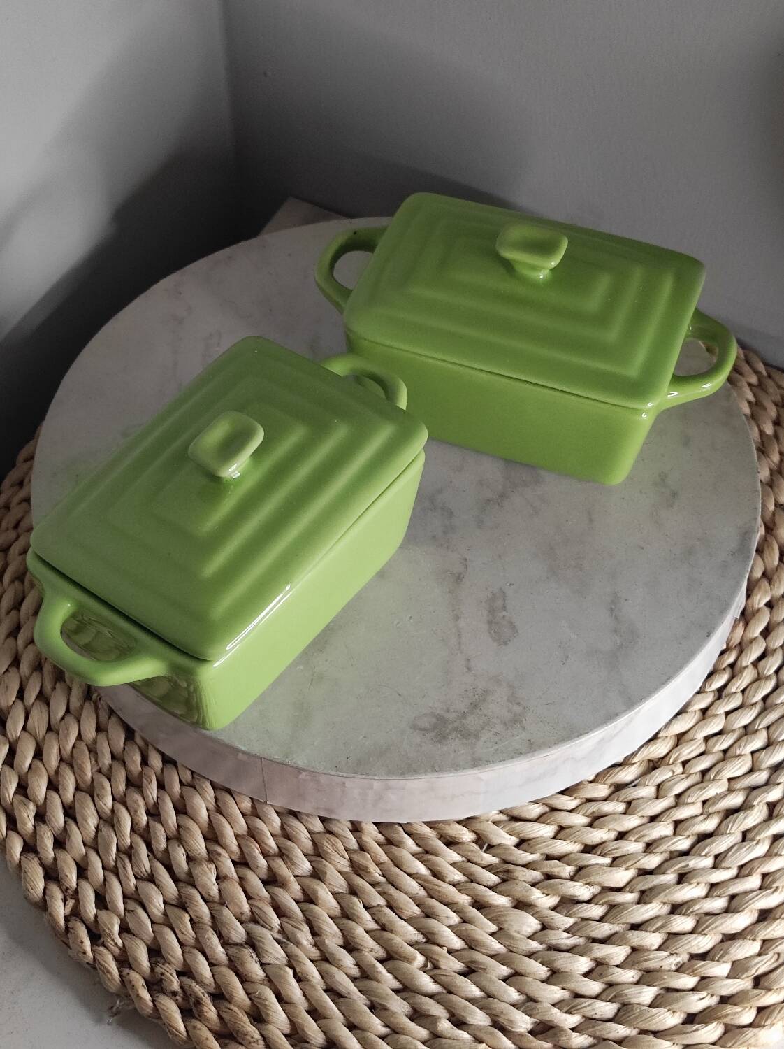 Green ramekins