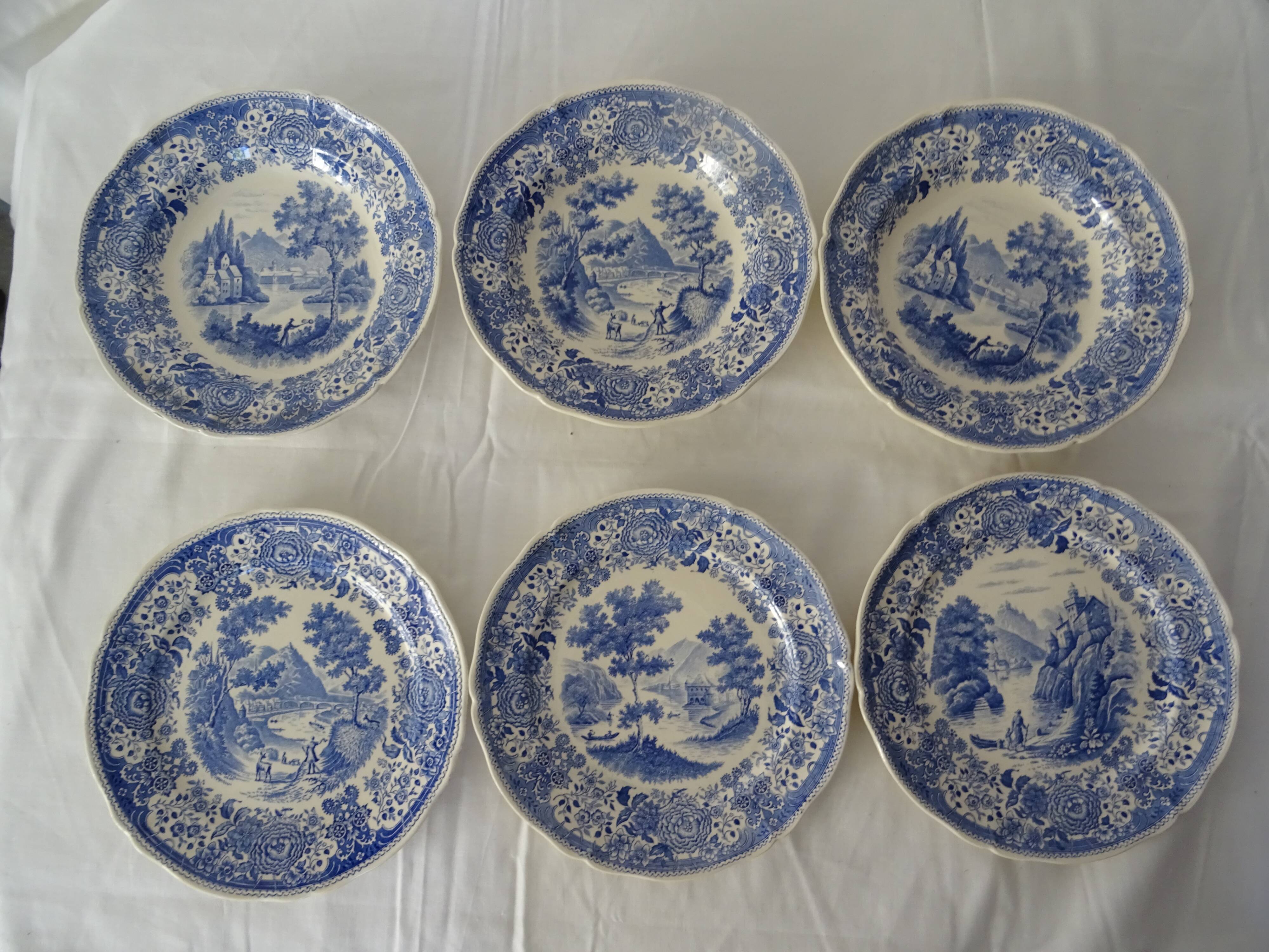 6 old faience plates 434 112 villeroy boch burgenland blue