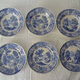 6 assiettes faience ancienne  434 112 Villeroy boch burgenland bleu