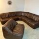 Large modular sofa with brown leather armchair 80s design dreipunkt vintage sofa