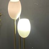 Italian Floor Lamp in Brass and Opaline Glass, 1980s