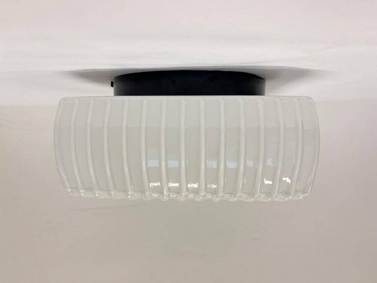 Midcentury Glass Ceiling Lamp/Flush Mount or Wall Lamp, 1970s - Czechoslovakia