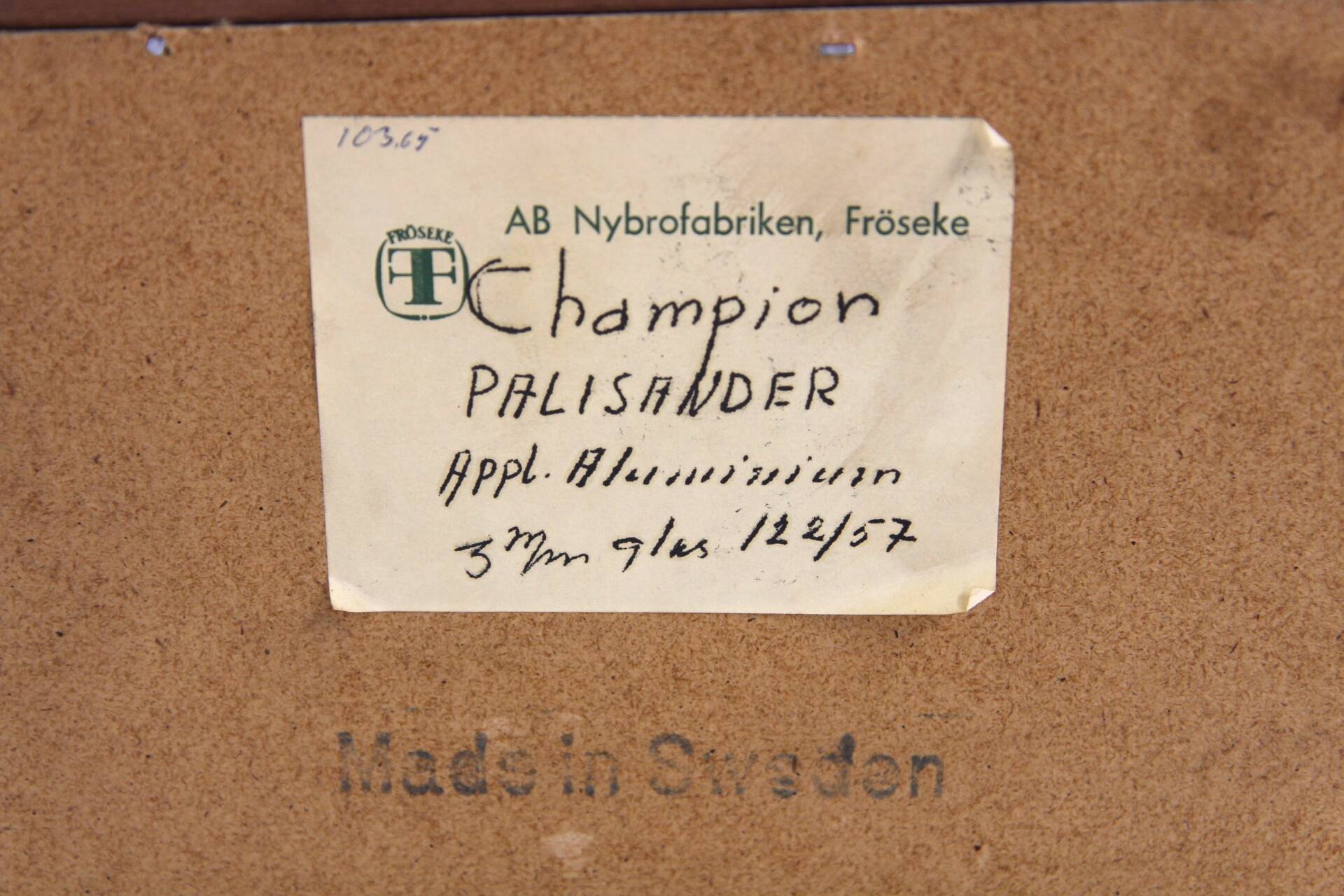 Scandinavian mirror "Champion" in rosewood, 122x57cm, Fröseke, Nybrofabriken, Sweden, 1960