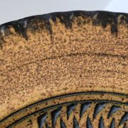 Large vintage stoneware ceramic plate to identify