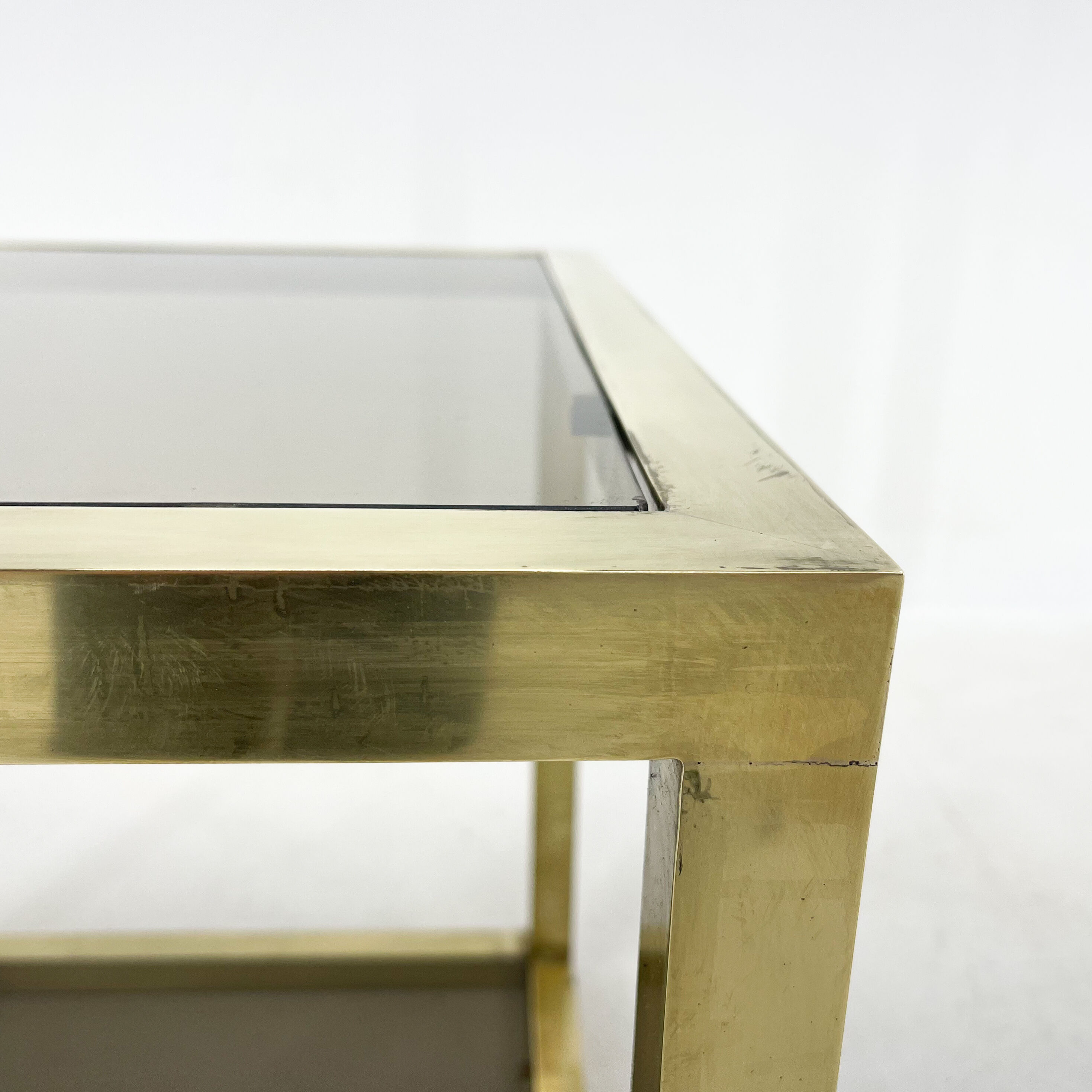 Italian Mid-Century Brass and Smoked Glass Table, 1970's