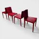 Set of 4 red saddle leather chairs - Matteo Grassi - Circa 1980