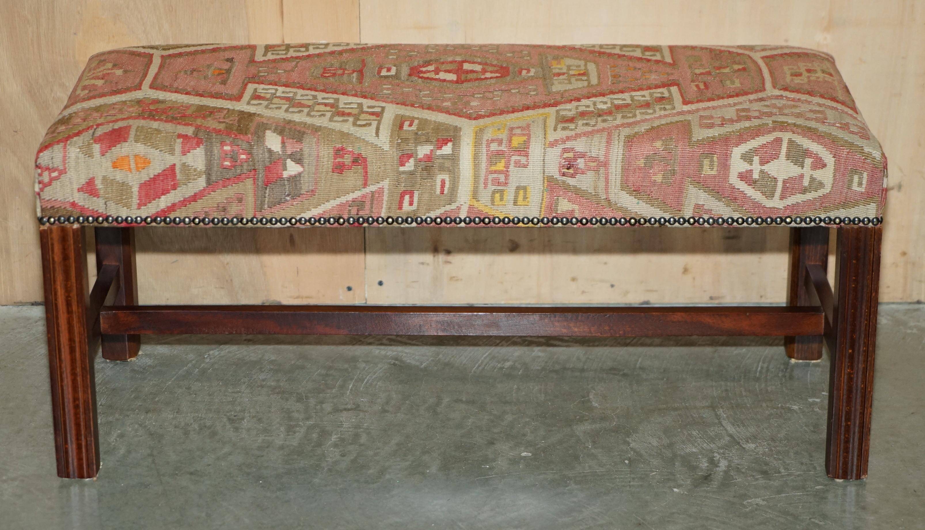 Padded footrest bench in Victorian Kilim style by George Smith