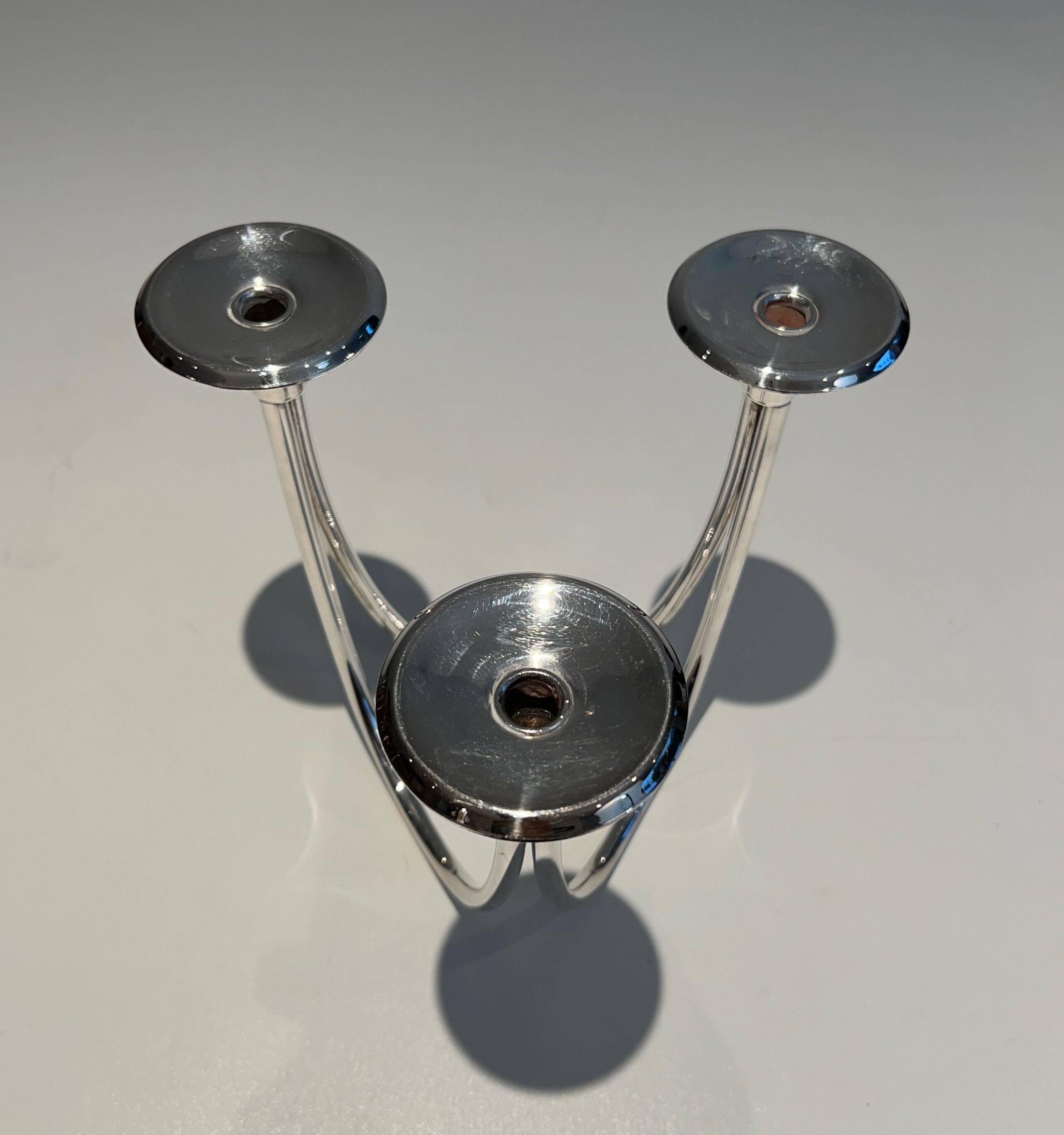 Silver-plated metal candle holder