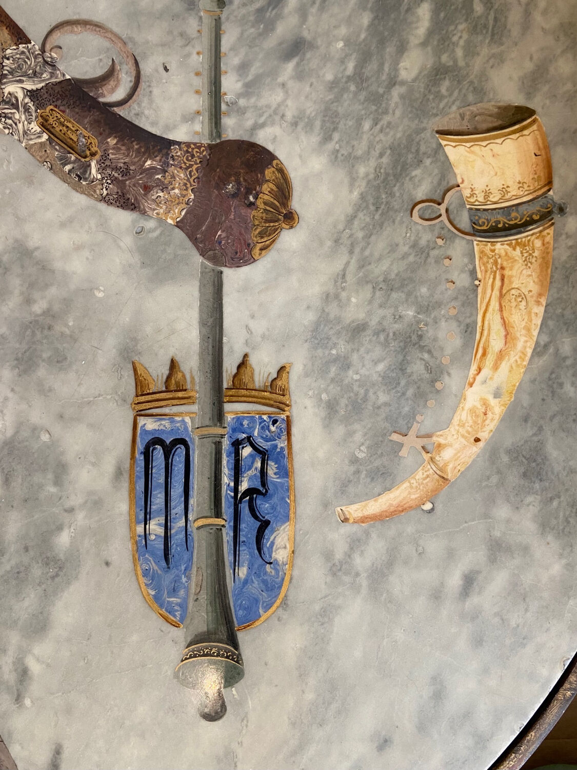 Italian marble painted with pistols and daggers from the NATO