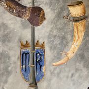 Italian marble painted with pistols and daggers from the NATO