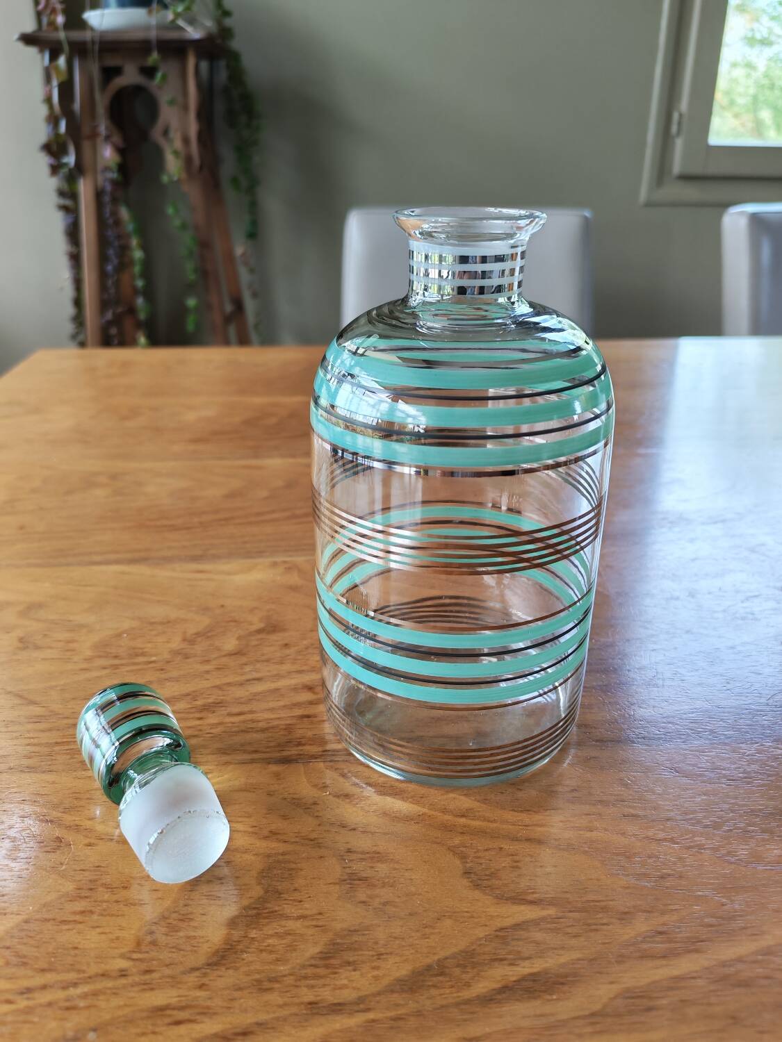 Art Deco carafe and 3 glasses