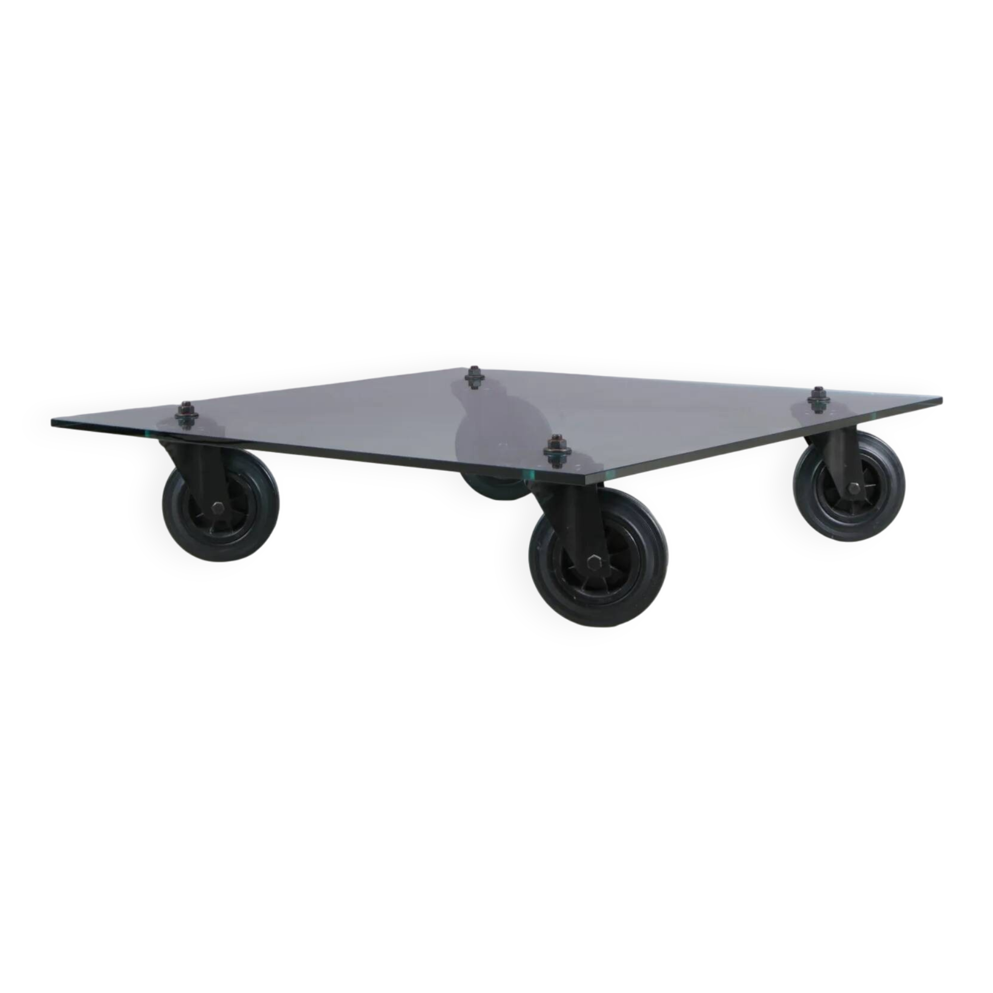 Coffee table "Table with Wheels" from the 1980s by Gae Aulenti for Fontana Arte, Italy.