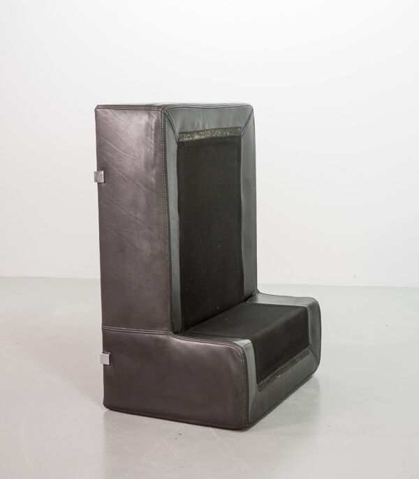 Canapé modulable Durlet « Jeep » en cuir gris anthracite, Belgique, années 1970
