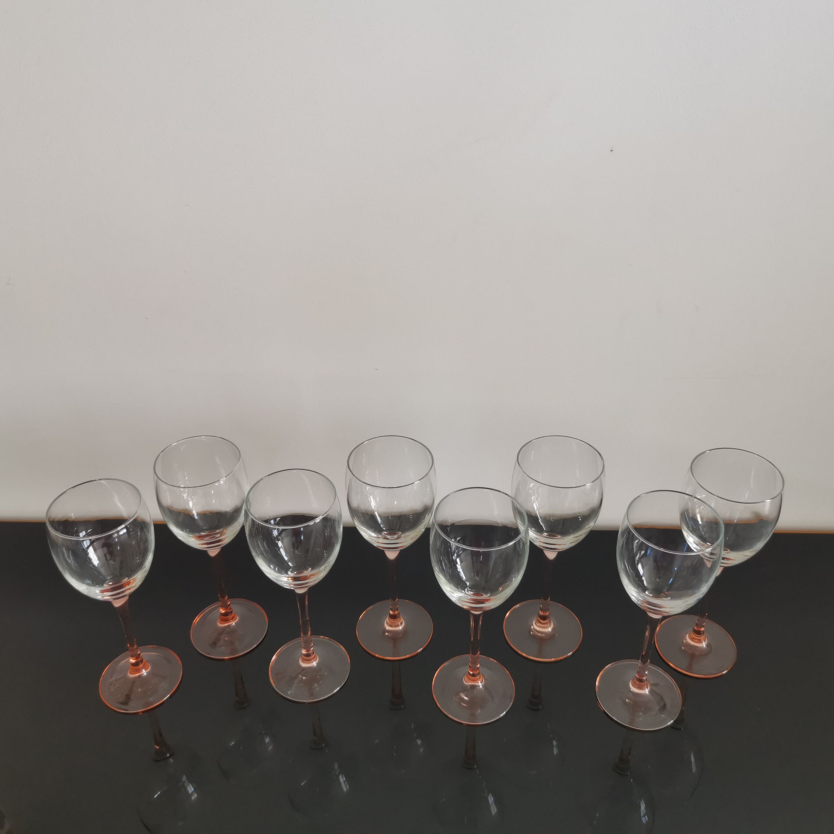 Luminarc pink feet wine glasses