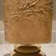 Vintage lamp with a stone base, herbarium lampshade.