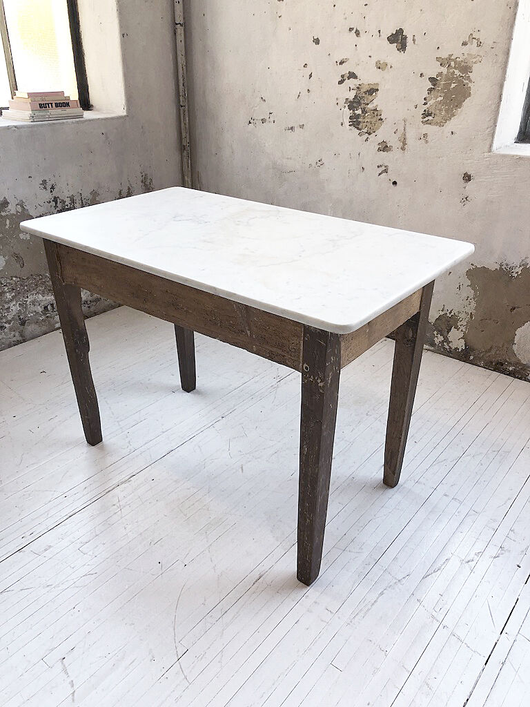 Oak and marble farm table