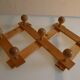 Brutalist wooden accordion wall coat rack with 7 hooks