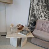 Square travertine coffee table, 1970s.