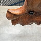 Large pendant light in corrugated teak leaf (Large D:60 H:20)