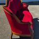 Louis XV style canapé in moulded wood – red velvet fabric – 19th century