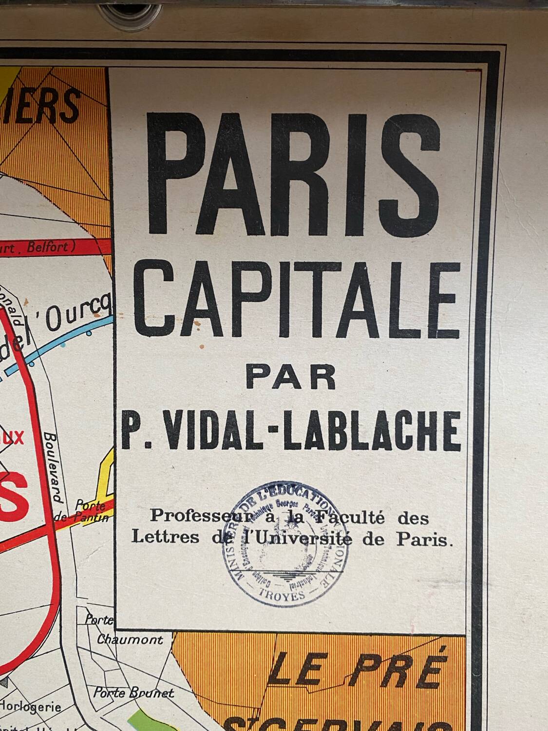 Old School Map School PARIS & Surrounding Areas Numbers 24 & 24bis Vintage