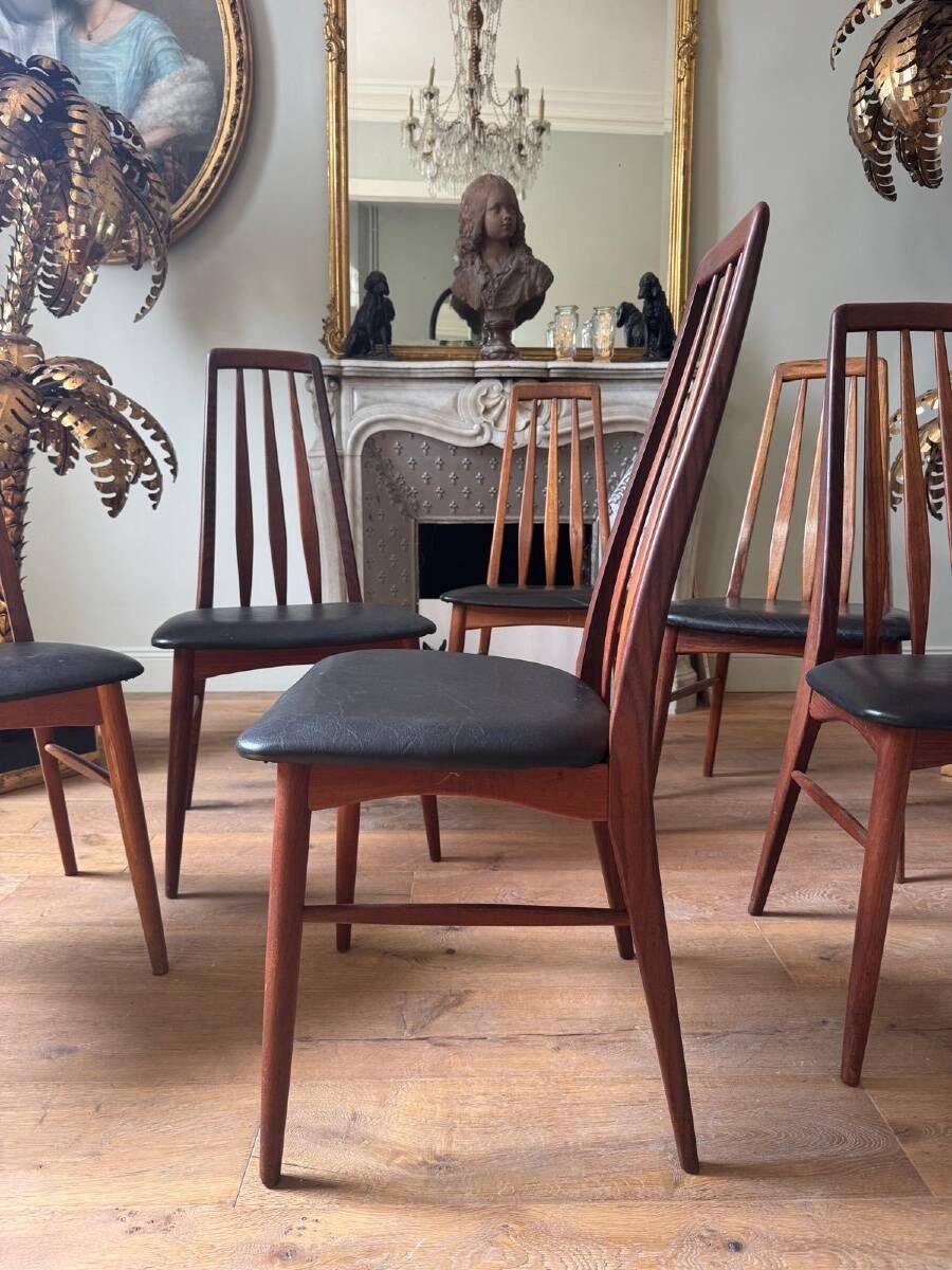 Suite de 6 chaises de salle à manger de Niels Koefoed « Eva » danois en palissandre