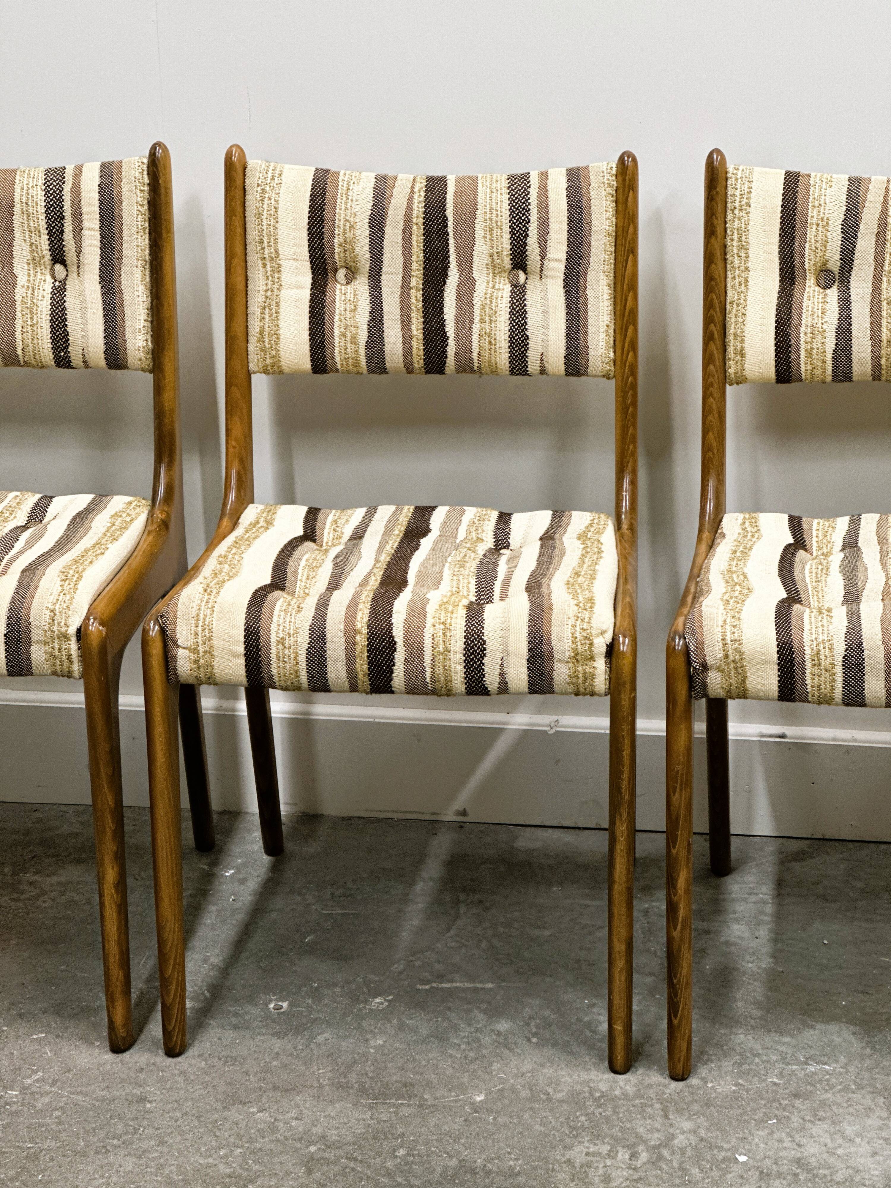 Set of 4 Teak Danish Dining Chairs with Original Fabric, 1970s