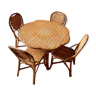 Salle à manger en rotin : 1 table + 4 chaises