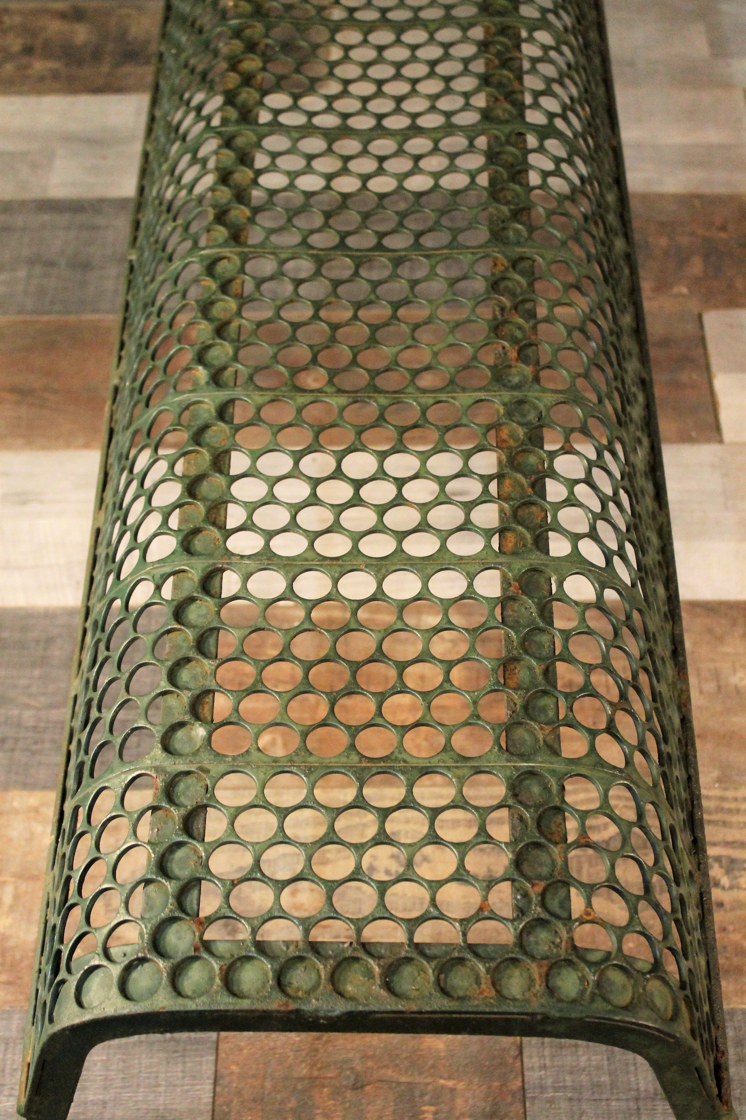 1950s perforated metal bench