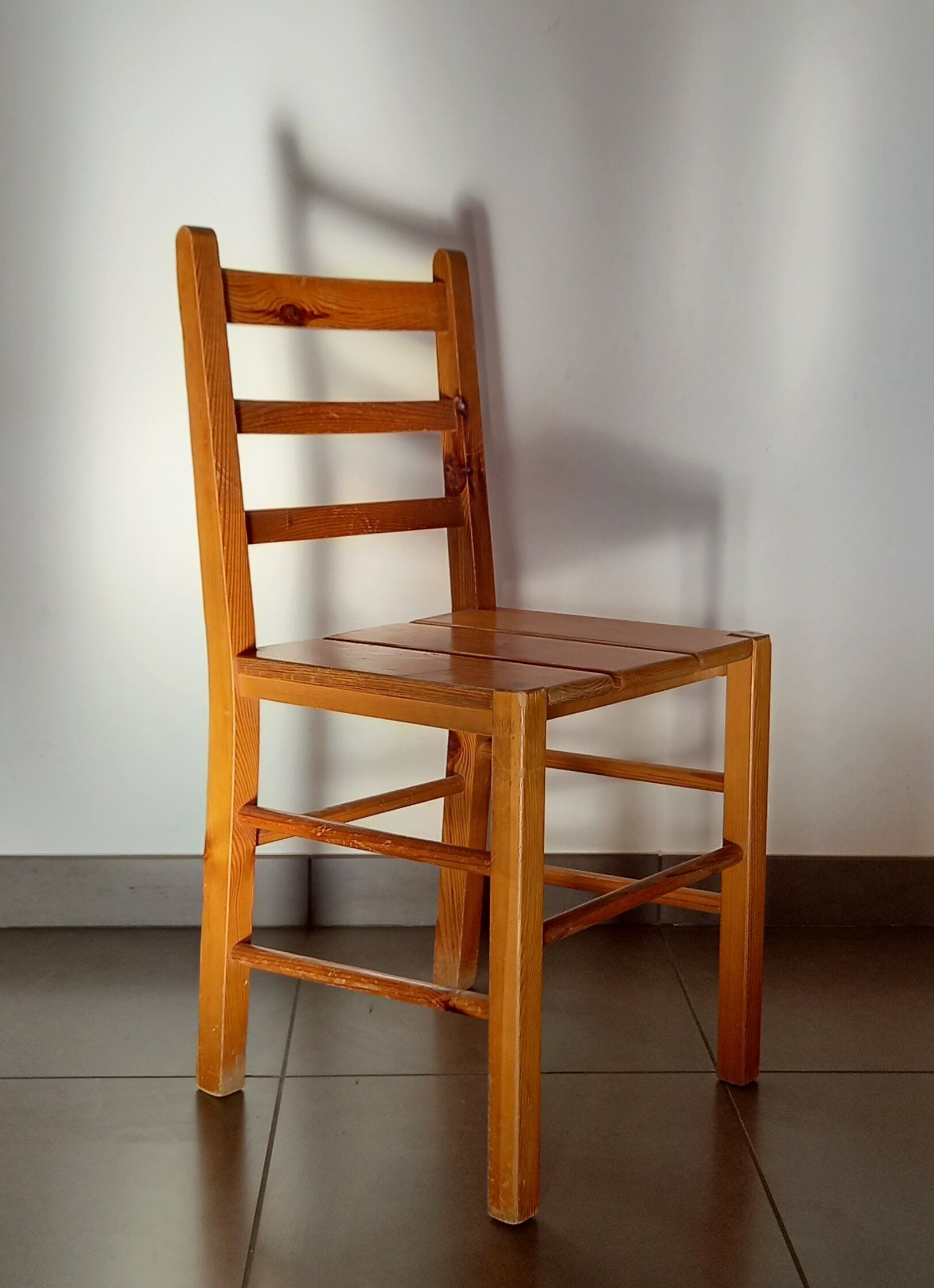 Desk and pine chair