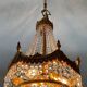 Lustre cascade en bronze et pampilles de cristal