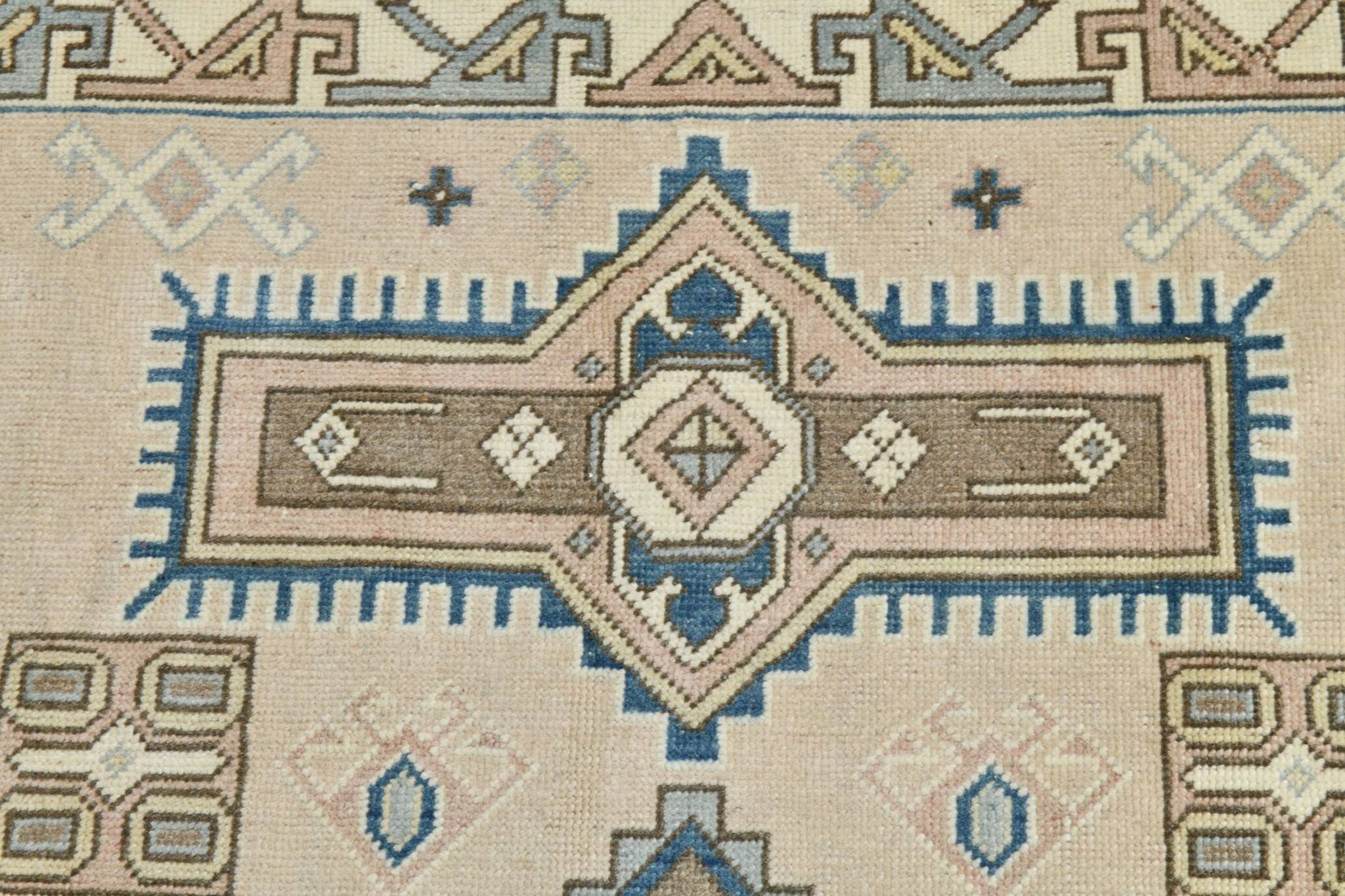 3x6 Cream Blue Oriental Vintage Rug, 109x187Cm