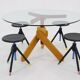 Italian Postmodern Adjustable "Screw" Dining Table and Four Stools in the Style