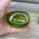 Vintage 1970 set of 2 small green blown glass vases