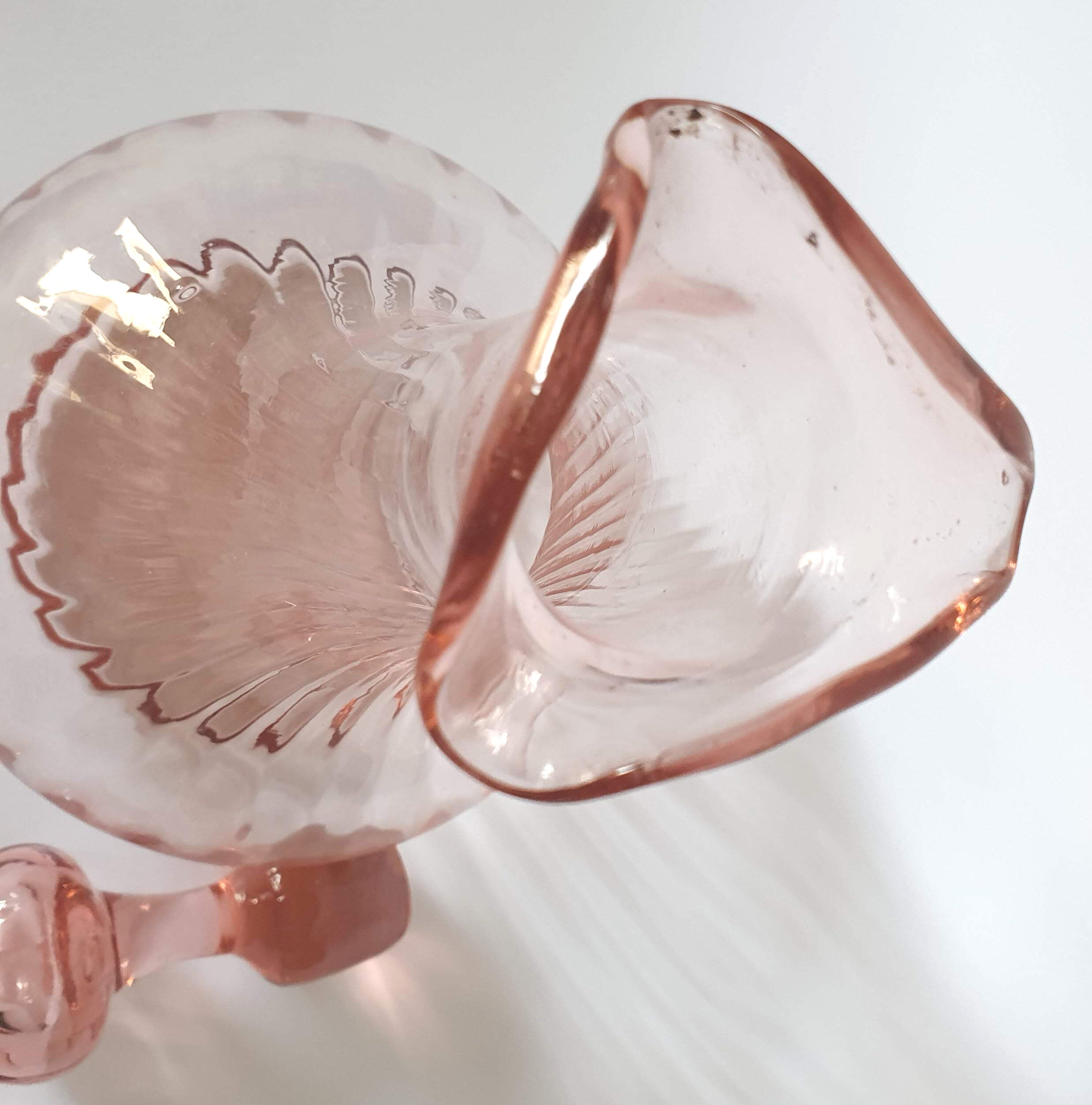 Pink glass decanter