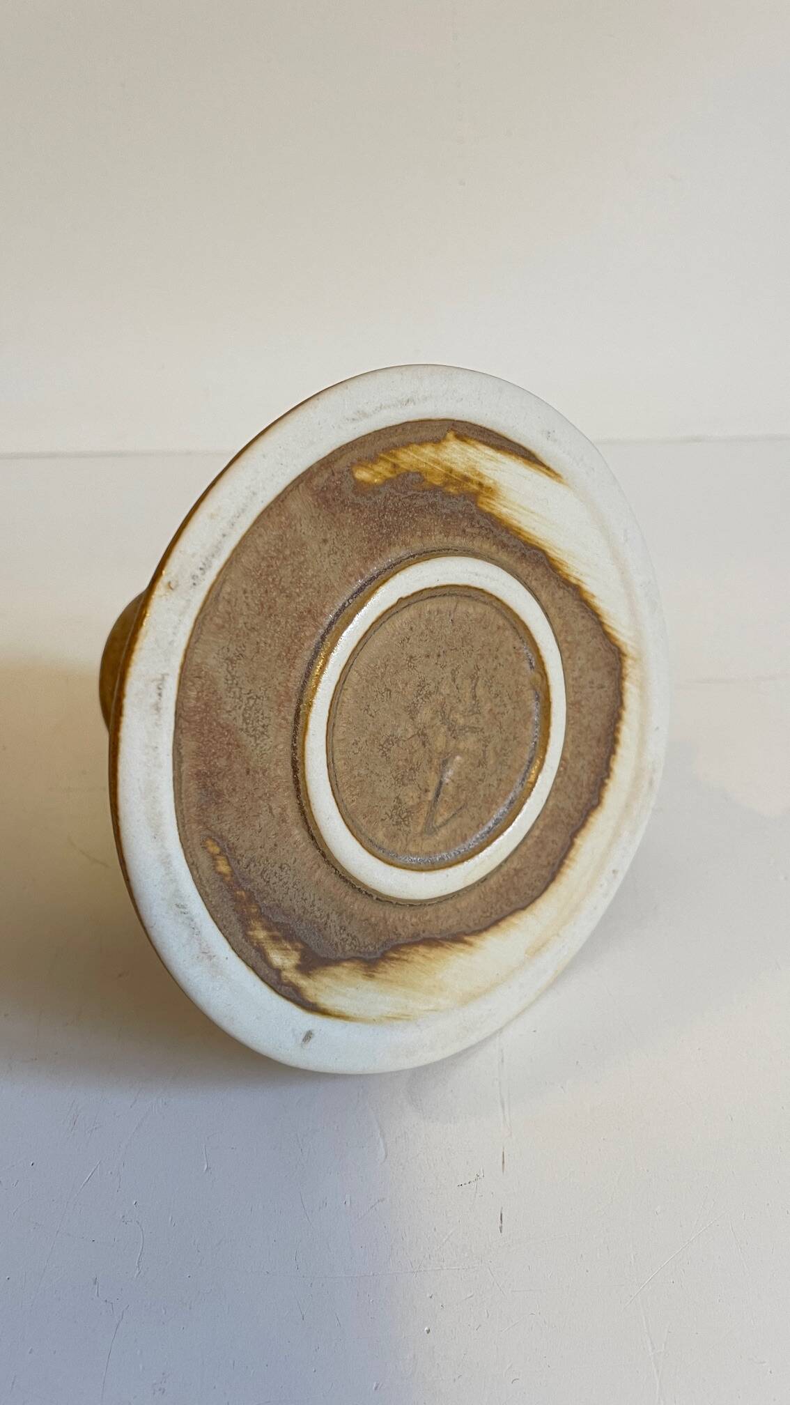 Geometric Hand CANDLE HOLDER Stoneware VINTAGE France