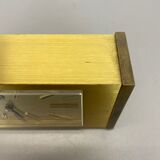 Vintage 1960s solid brass table clock Hollywood Regency Dugena, Switzerland