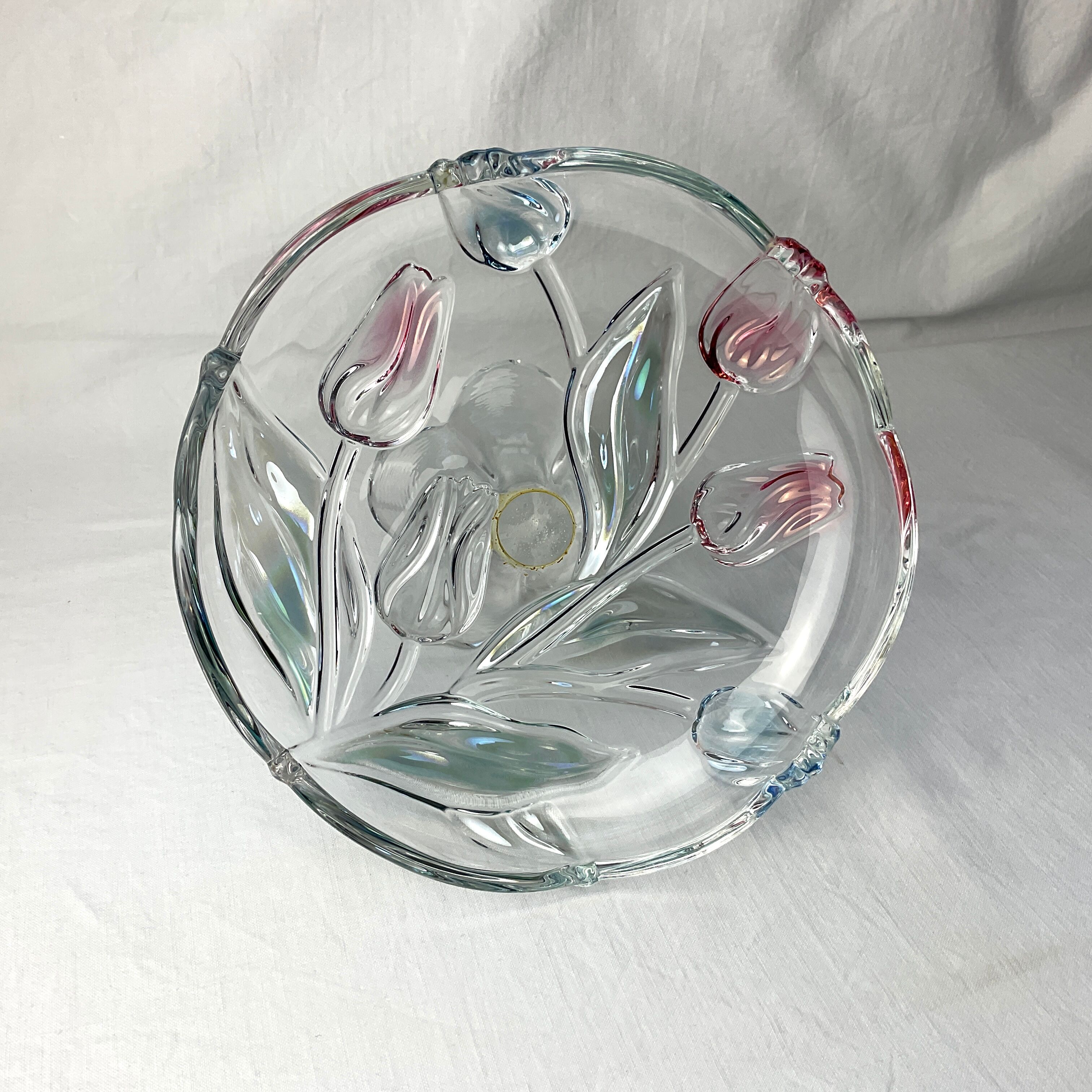 Colored glass dish on foot Walther glass
