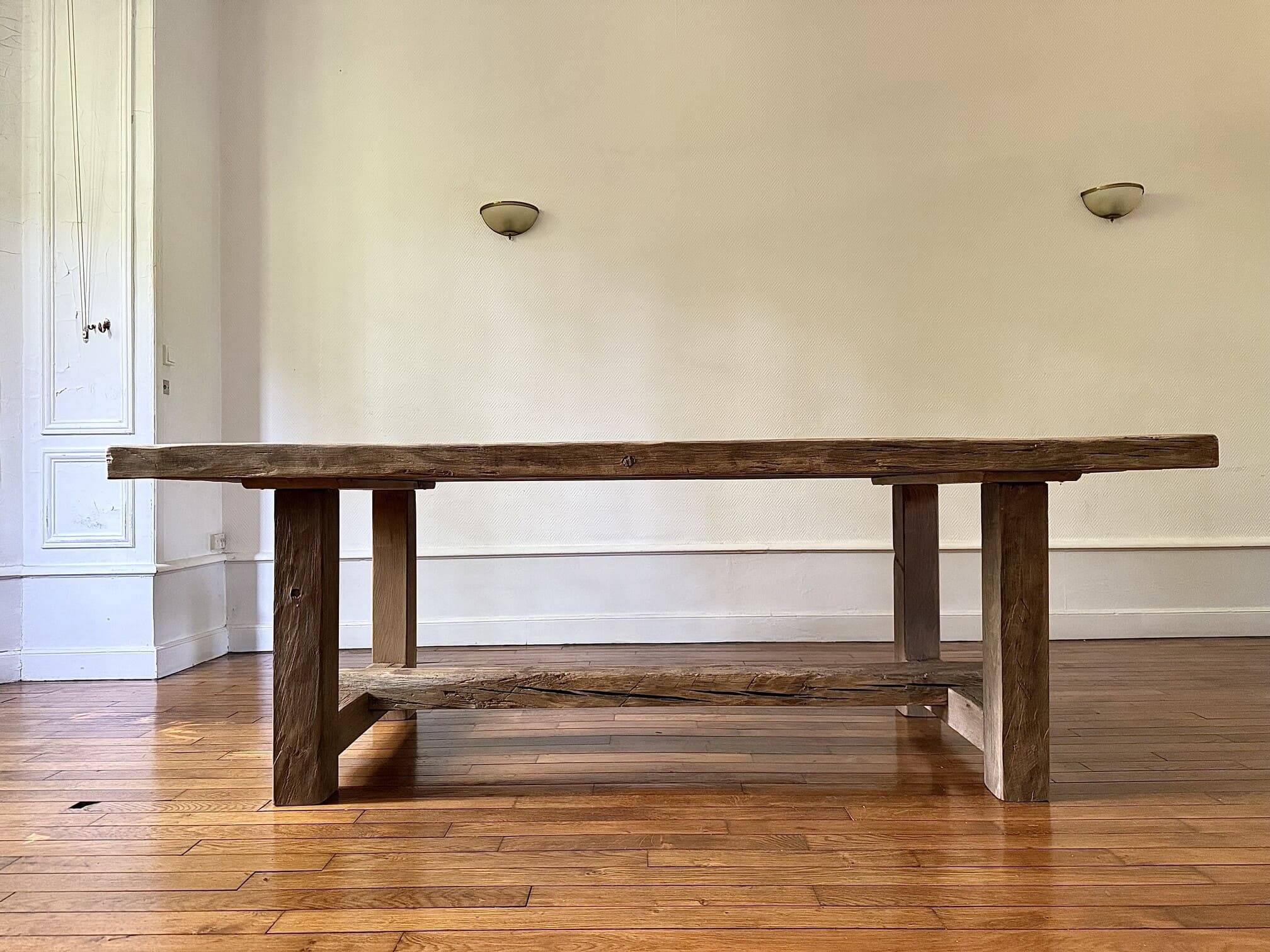 Farmhouse table in thick old solid oak - Dimensions 225x100 cm