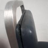 pair of vintage design chair 1960 aluminium skai black