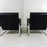 Hein Salomonson black leather lounge chairs 1968