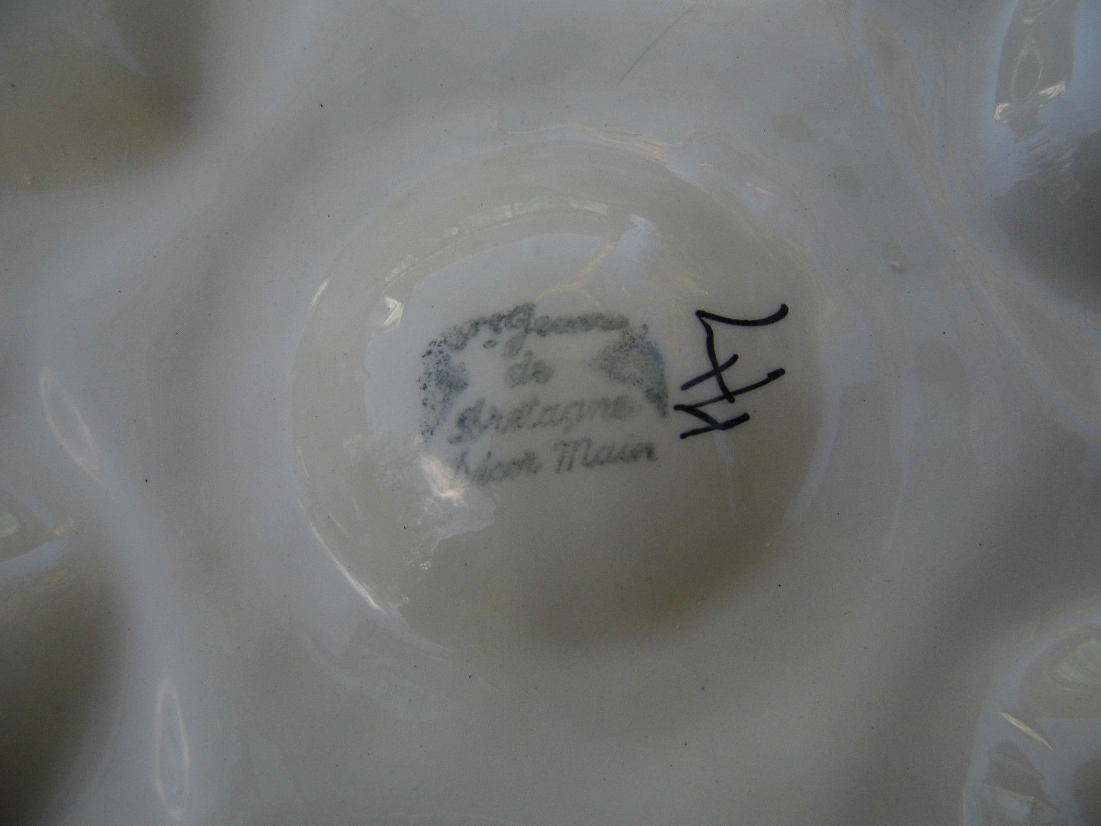 Shell oyster service 8 plates,faience St Jean de Bretagne vintage
