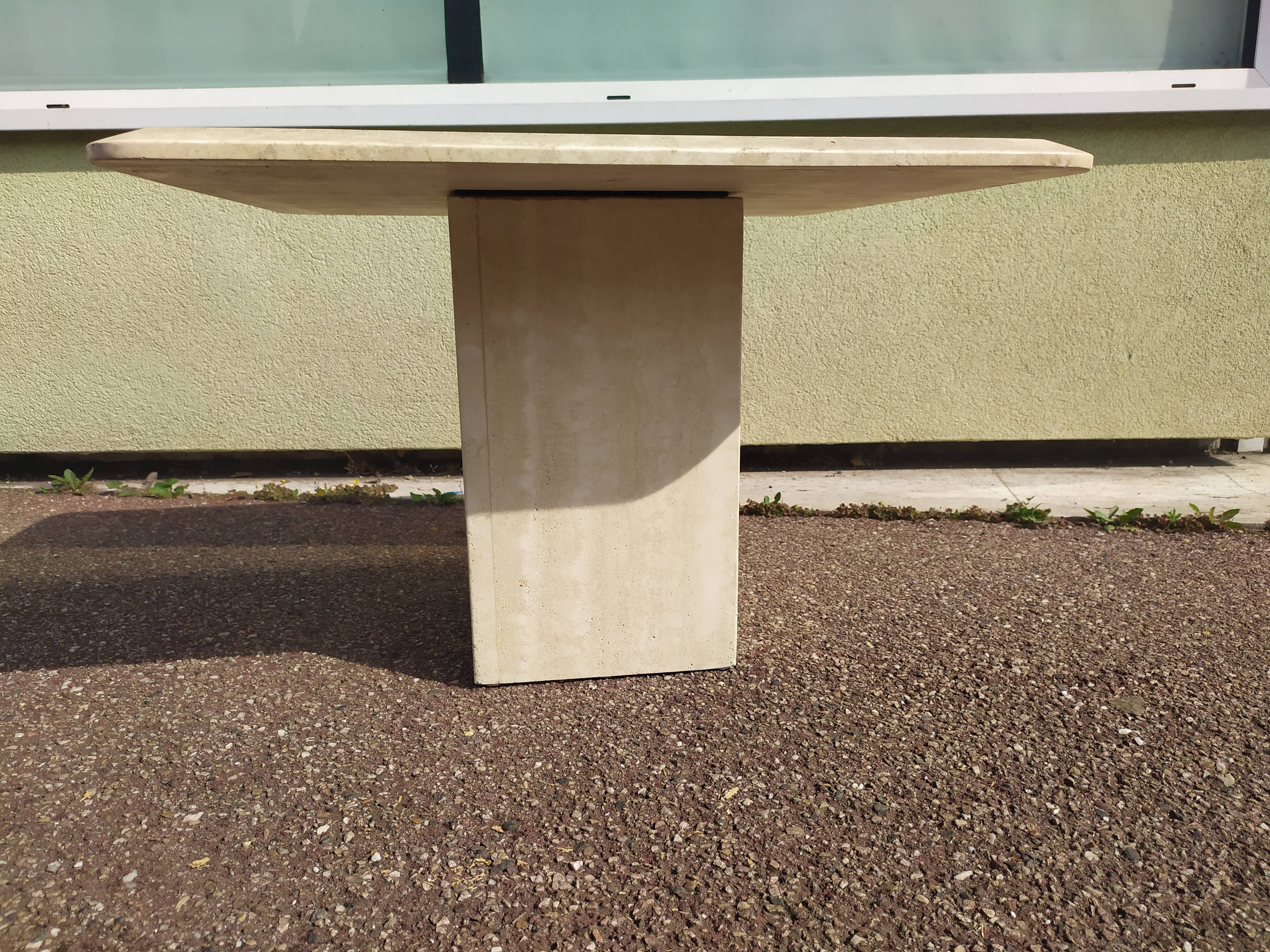 Square travertine coffee table