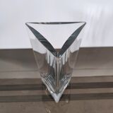 Triangular vase in thick transparent glass H:30cm