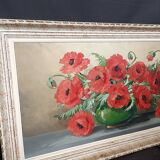Oil on canvas painting "red poppies" signed