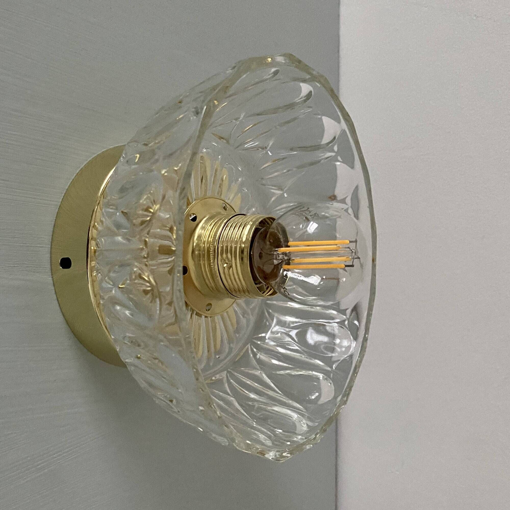 Vintage molded glass lampshade wall light - tableware collection -