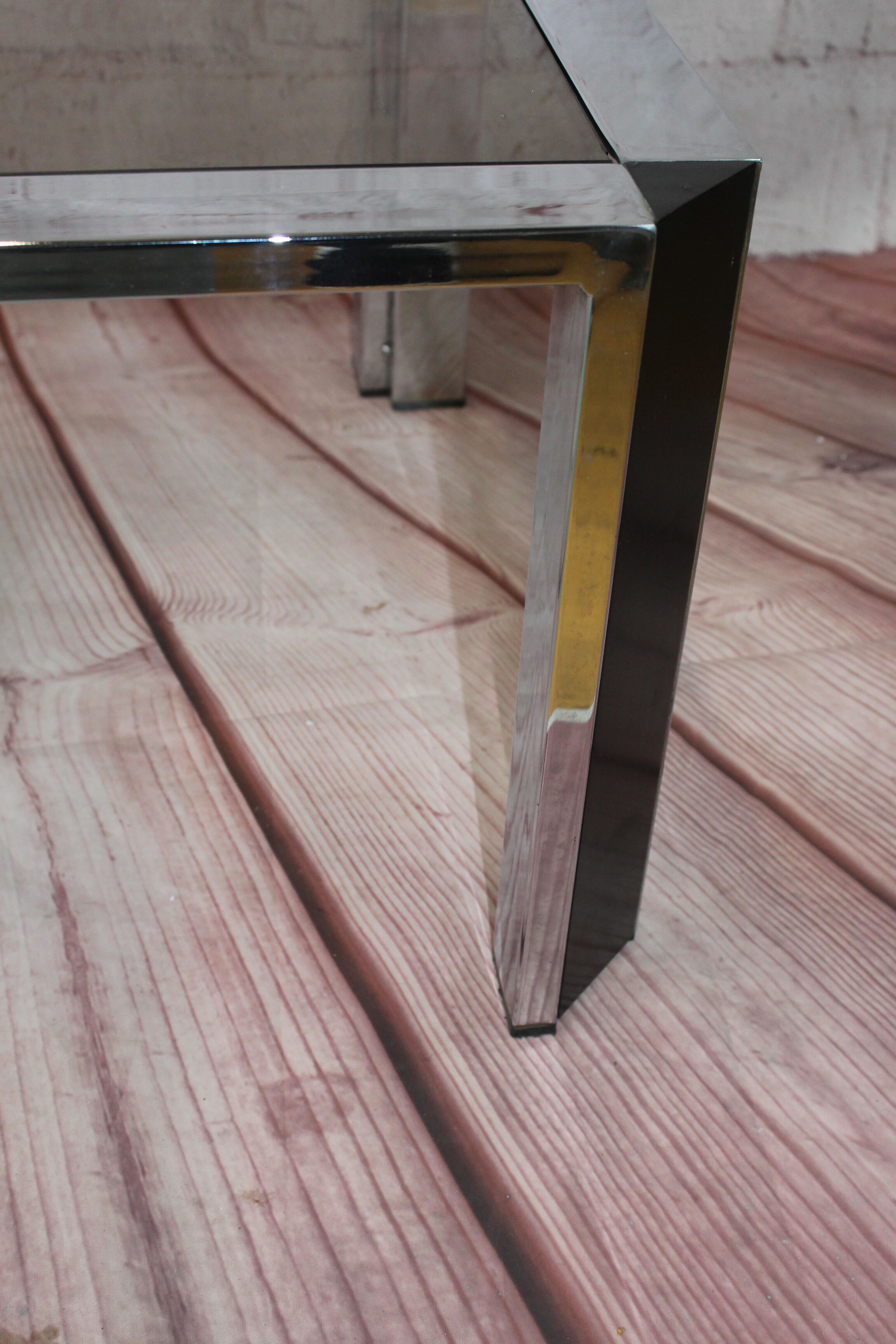 OLD VINTAGE CHROME COFFEE TABLE